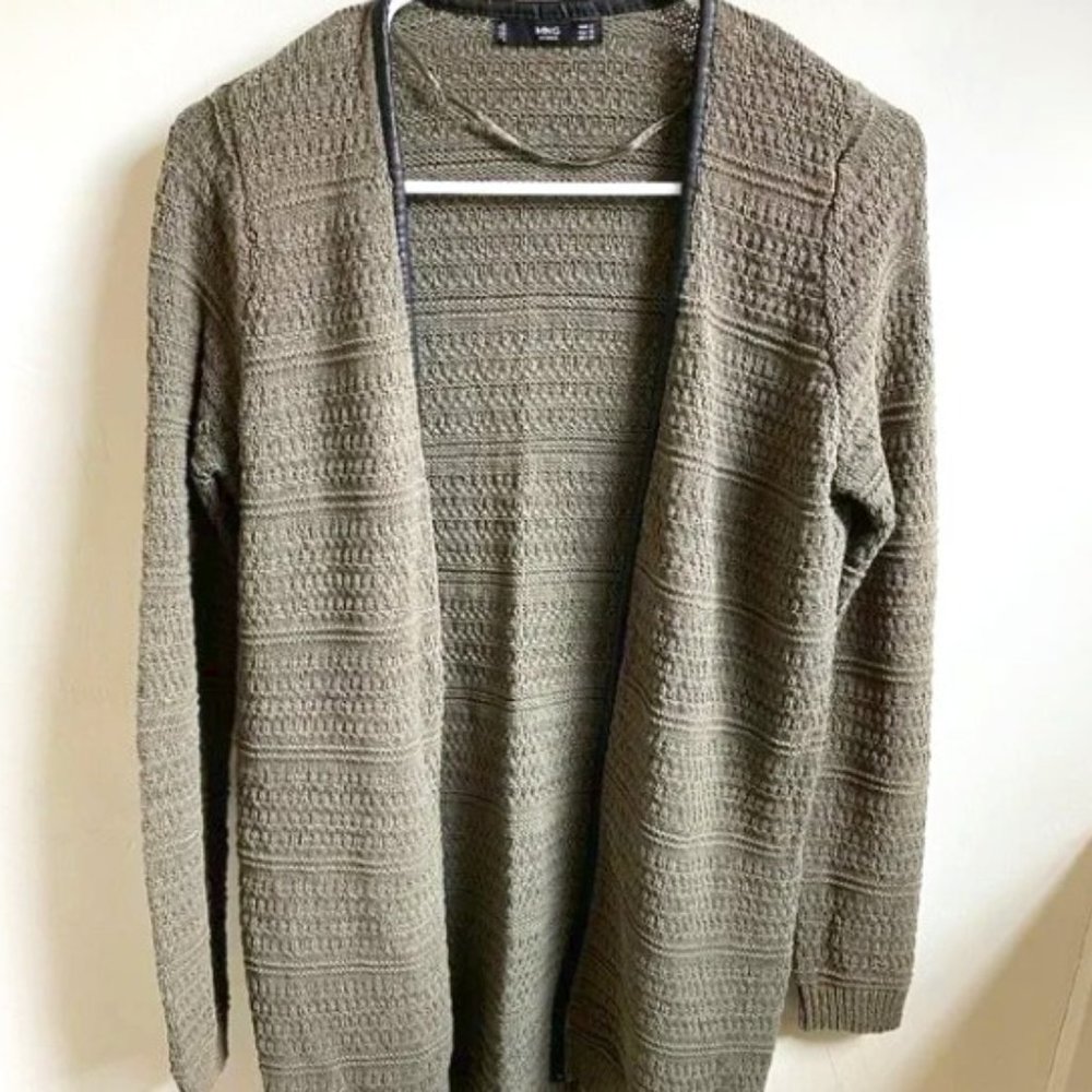 Mango Basics Army Green Knit Cardigan